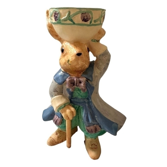 Rabbit Statue Bunny With Basket Figurine Resin Multicolored Rabbit Sculpture - Picture 1 of 6